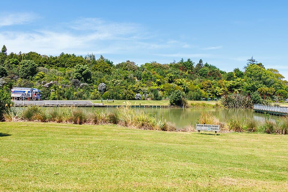 Waiuku River from Tamakae Reserve in Waiuku, New Zealand.